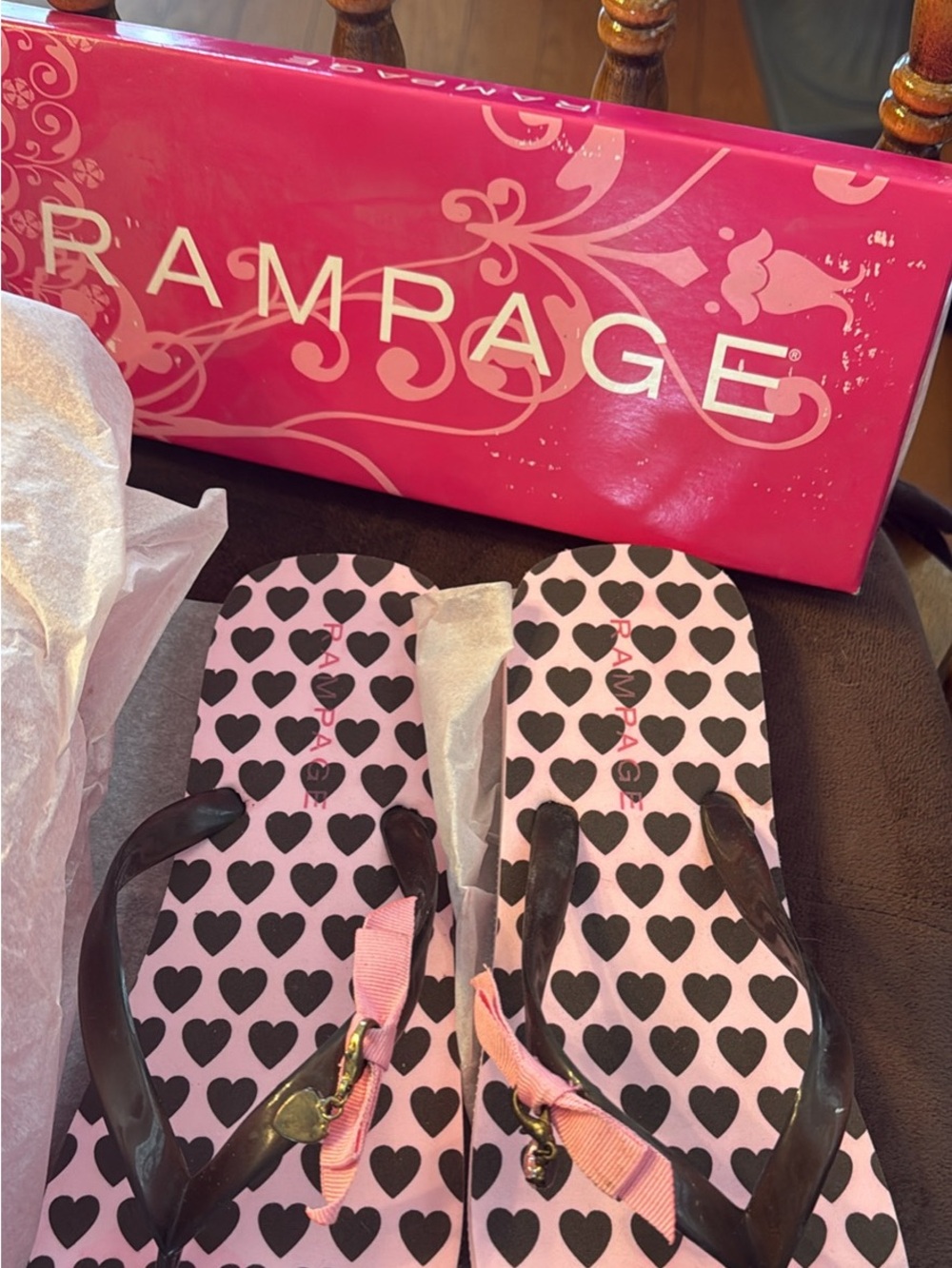 Rampage Brown and Pink Taboo Flip Flops